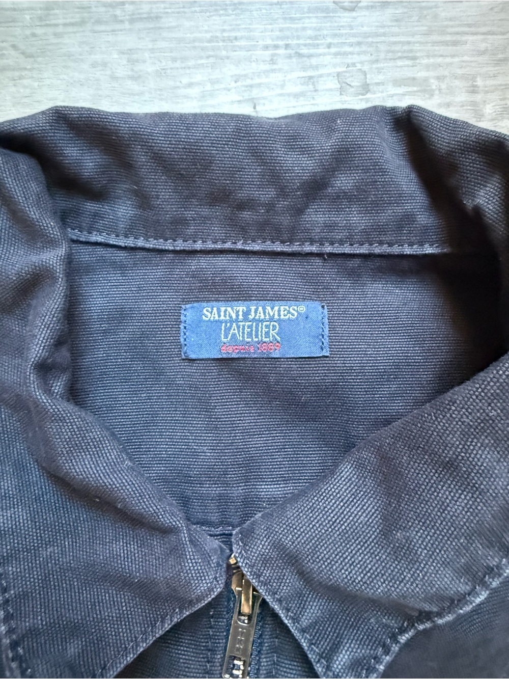 Saint James L’Atelier Full Zip 100% Cotton Canvas Black Jacket Size S - Picture 2 of 13